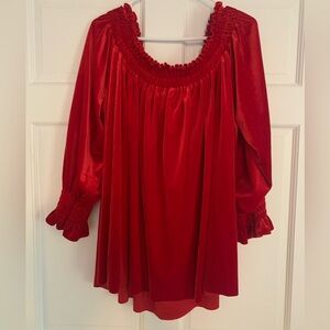 NORMAKAMALI off the shoulder peasant top - red
